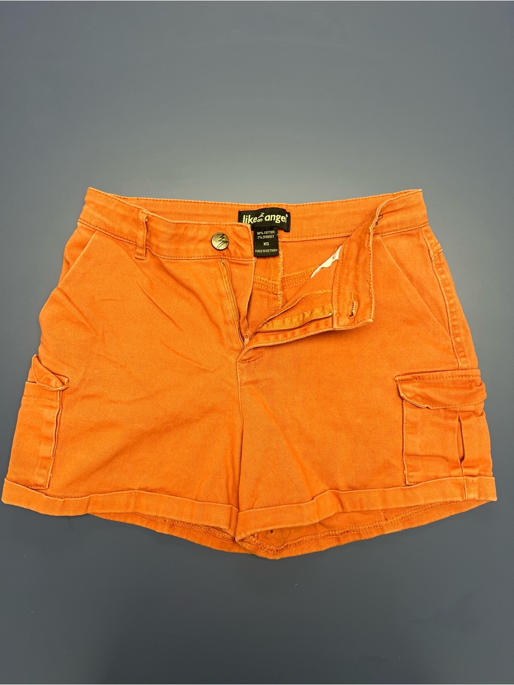 Like an Angel Orange Cargo Shorts with Side Pockets